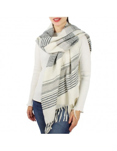 Multicolour Striped Scarf (Off White + Grey) acheter