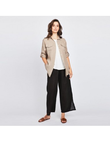 Pull-On Linen Straight Pants (Black) le concept de la Pate a emporter 