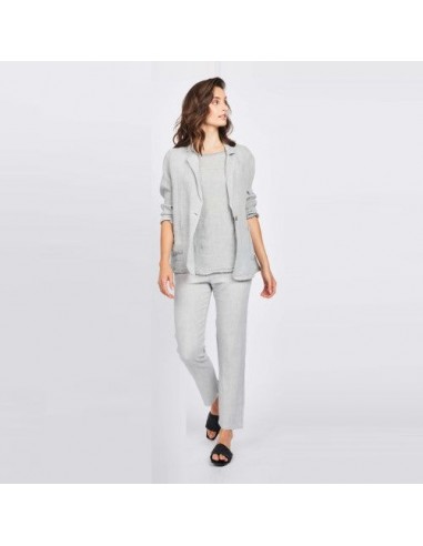 Pull-On Linen Straight Pants (Feather Grey) offre 