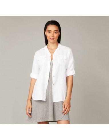 Double Pocket Linen Blouse (White) outlet