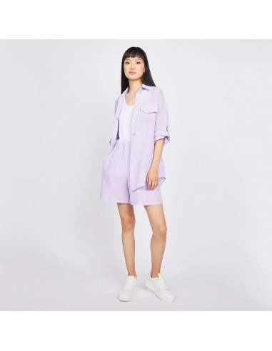 Double Pocket Linen Blouse (Lilac) le des métaux précieux