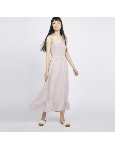 Bunched Top Linen Dress (Petal) pas cheres