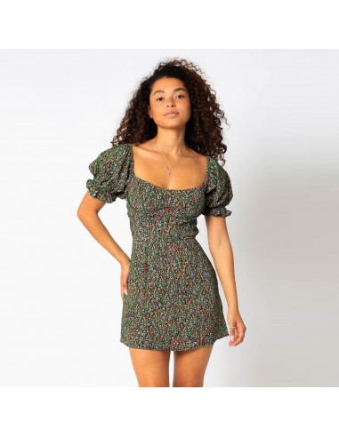 Rose Mini Dress (Black + Green) Livraison rapide