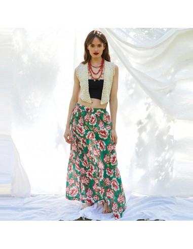 Athenes Skirt (Floral Print on Green Background) la colonne vertébrale