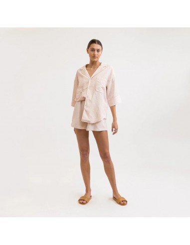 Geo Tie Front Short (Peach Parfait) français