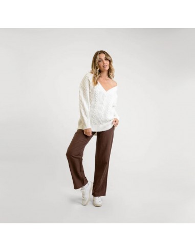 V Neck Cable Sweater (Ivory) Comparez plus de prix