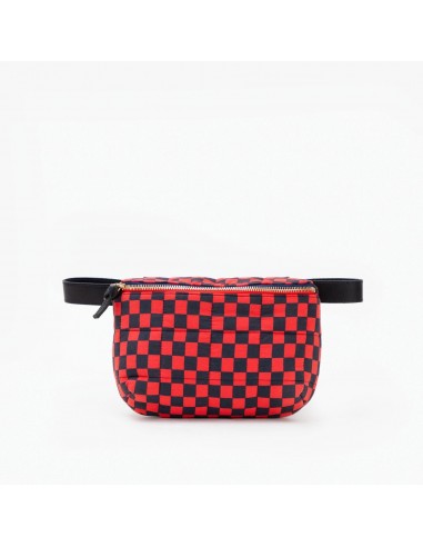 Quilted Fanny Pack (Red + Navy Checker) de pas cher