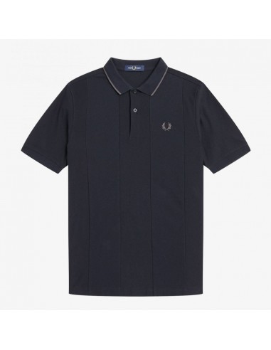 Textured Stripe Polo Shirt (Navy) livraison gratuite