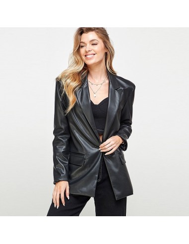 Pu Leather Blazer (Black) Les magasins à Paris