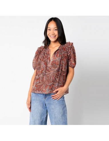 Olivia Puff Sleeve Top (Brown Copper) Amélioration de cerveau avec