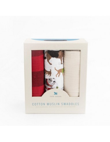 Cotton Muslin Swaddle Set 3PK (Woof) des créatures d'habitude