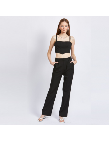 Wide Leg Fit Woven Pants (Black) en linge