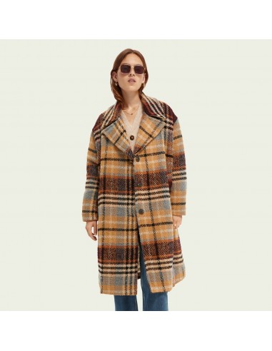 Oversized Plaid Bouclé Coat pas cheres