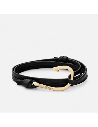 Hook Leather Bracelet (Black + Gold) Comparez et commandez 