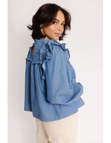 Shyla Blouse in Blue Denim français