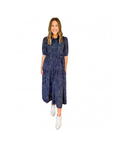 Floral Print Tiered Midi Dress (Navy) livraison et retour toujours gratuits