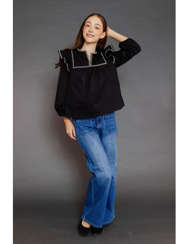 Covington Blouse in Black en linge