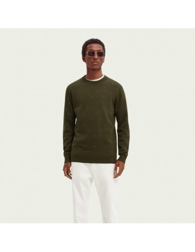 Jacquard Crewneck Pullover (Olive Green) Les magasins à Paris