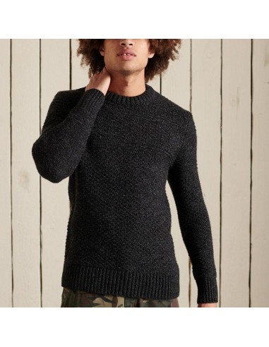 Jacob Cable Crew Jumper (Charcoal Black Twist) en linge