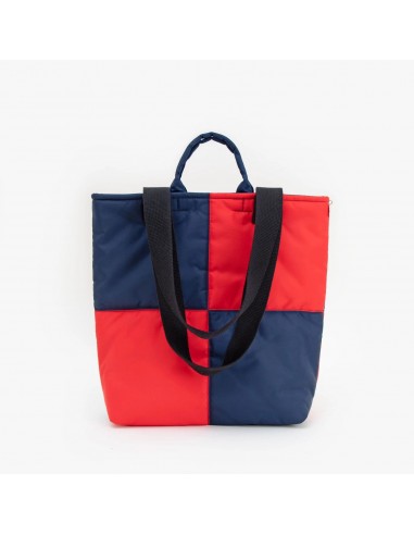 Annie Quilted Puffer Tote (Navy + Red) destockage