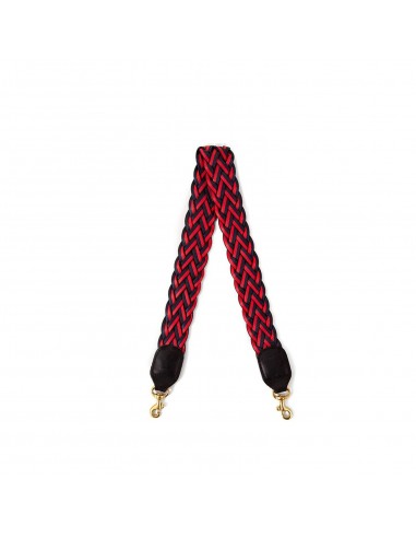 Cotton Braided Webbing Shoulder Strap (Red + Navy) en ligne